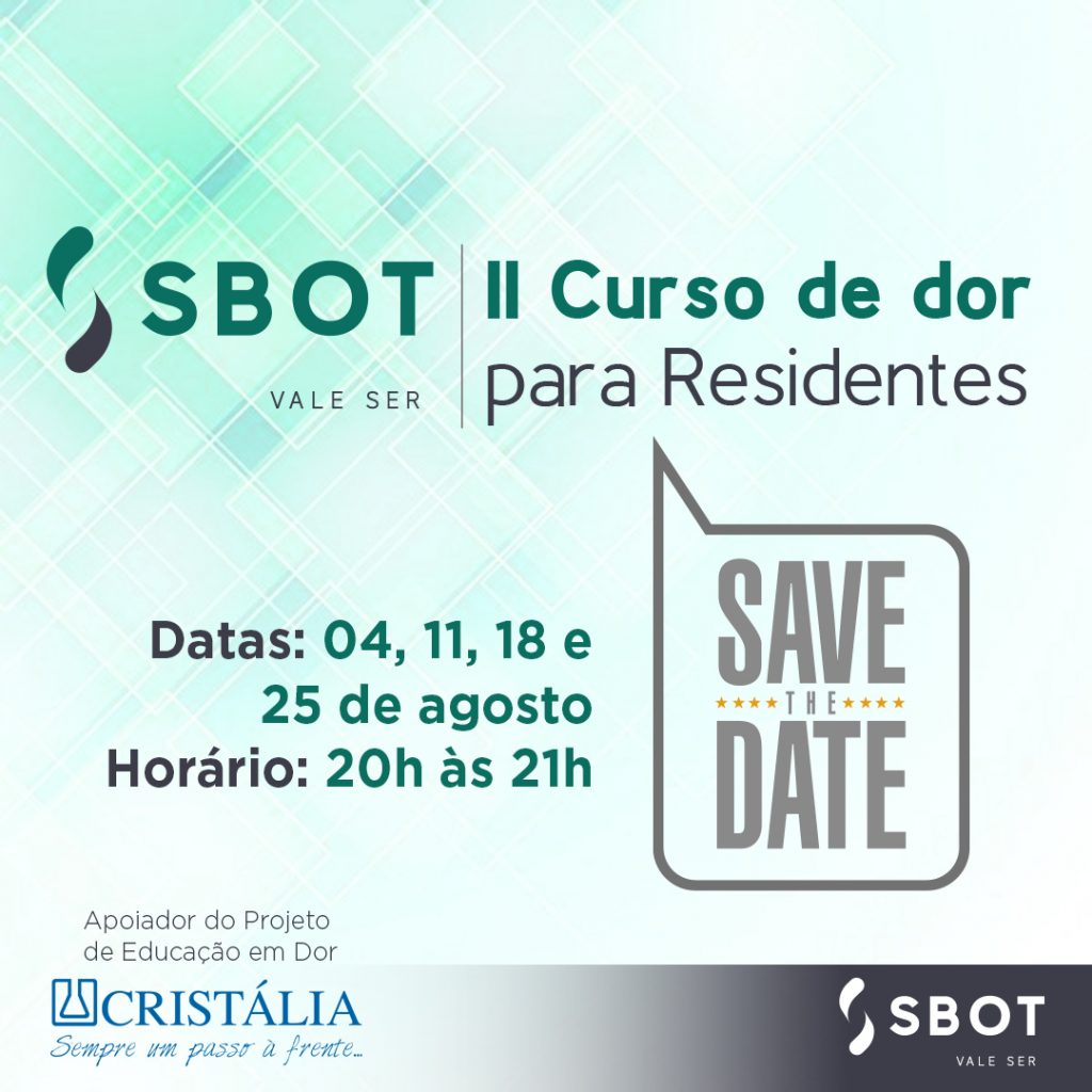 SBOT realiza II Curso de Dor para residentes em agosto
