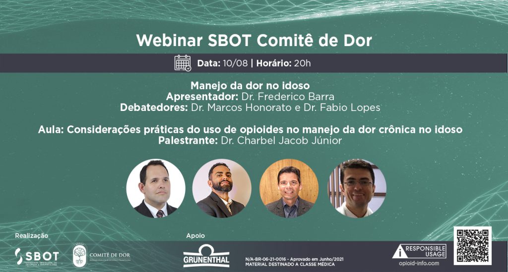 SBOT e DOR anunciam webinar sobre o manejo da dor no idoso