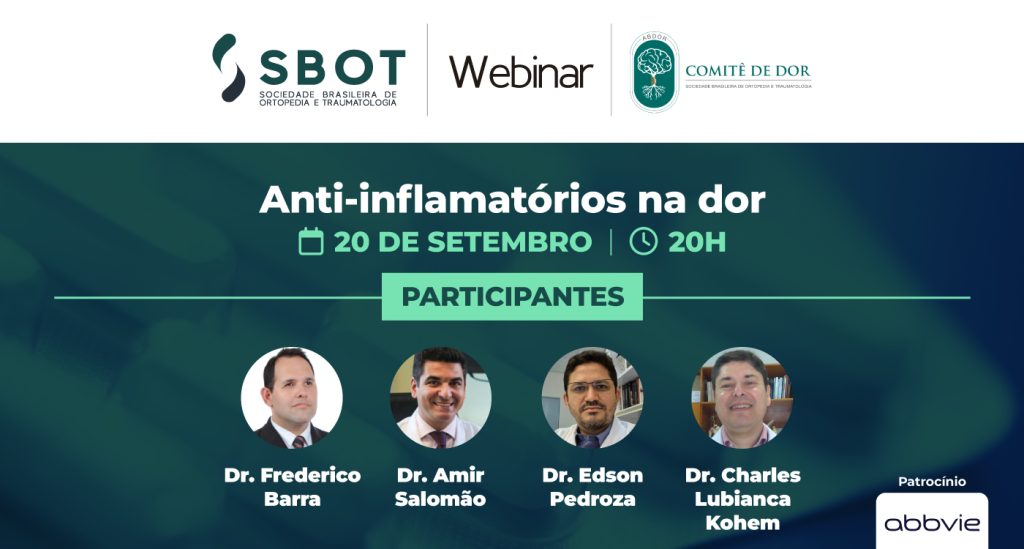 SBOT e Comitê de Dor apresentam novo webinar sobre anti-inflamatórios na dor