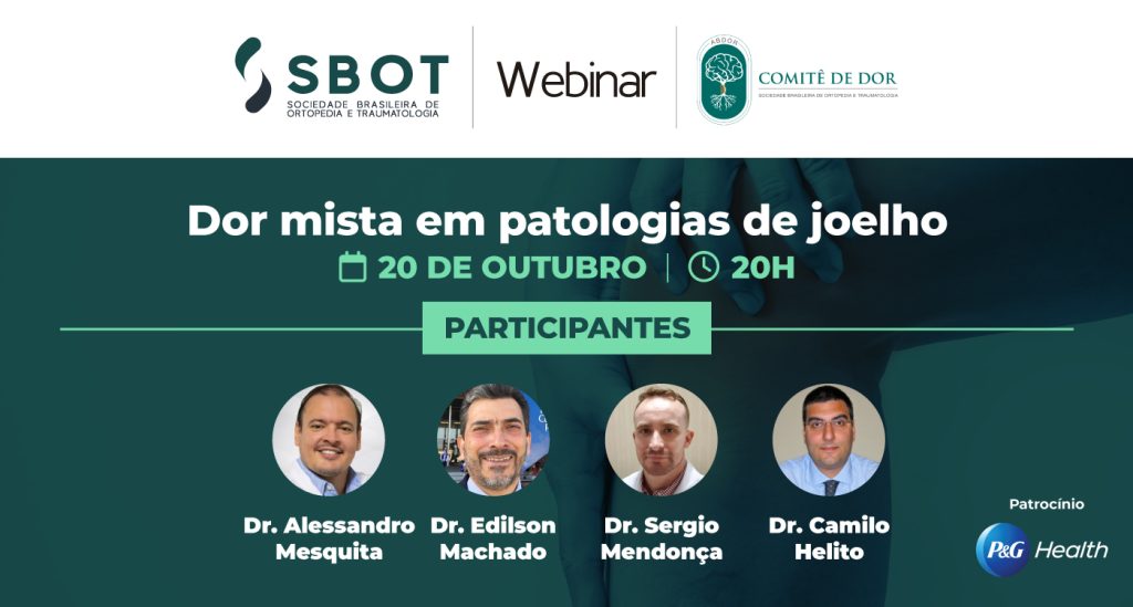 SBOT e ABDOR realizam segundo webinar de outubro sobre dor mista em patologias em joelho
