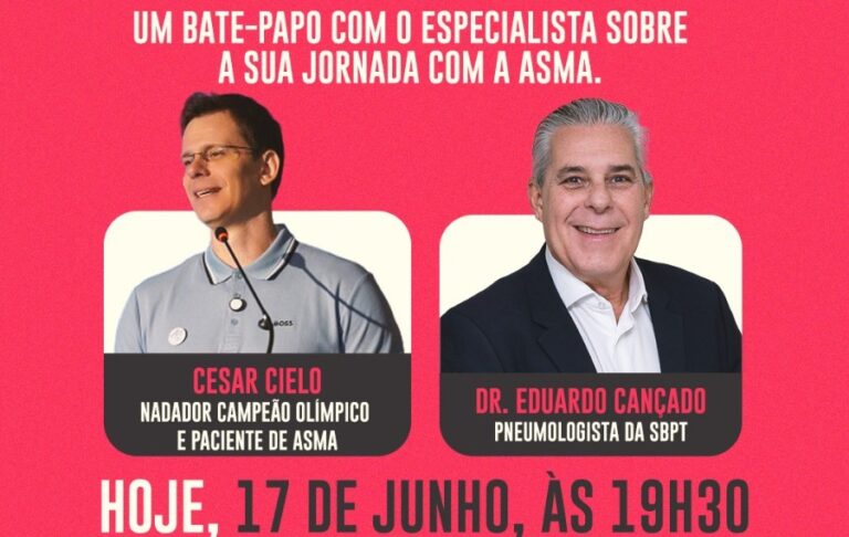É nesta quinta! Participe da live com Cesar Cielo em alusão ao Dia Nacional de Controle da Asma